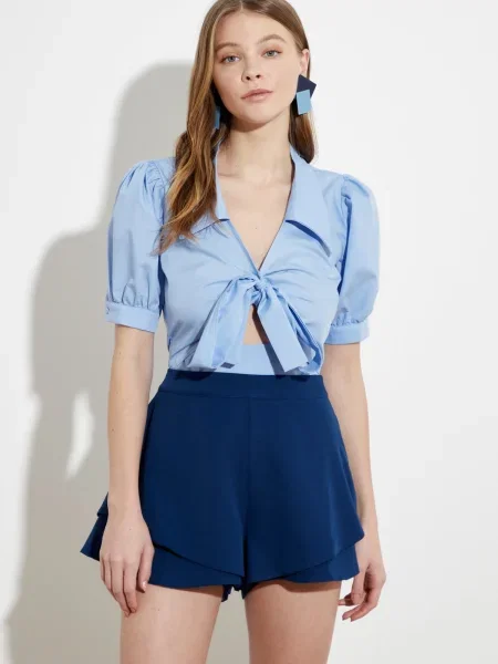 Pantaloni scurti tip fusta Trendyol albastru