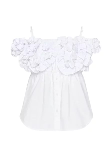 Top Pushbutton cu volane alb