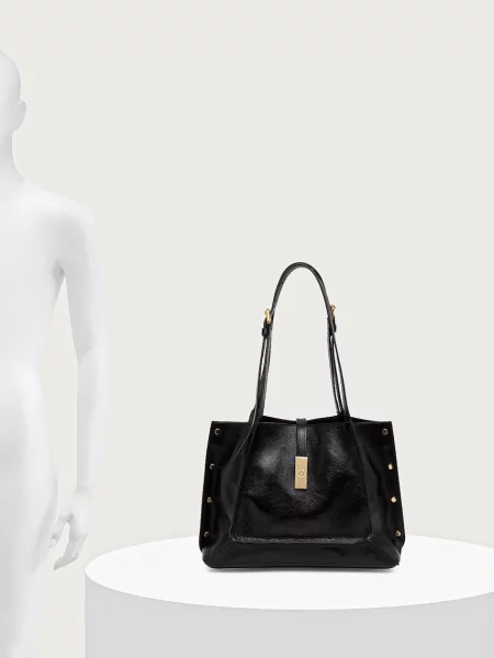 Pollini чанта дамска от кожа черно