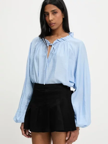 Блуза Answear Lab дамска с изчистен дизайн синьо