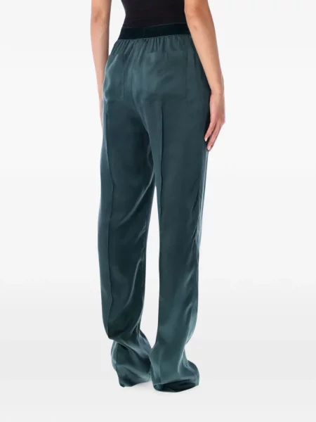 Pantaloni Tom Ford din satin verde