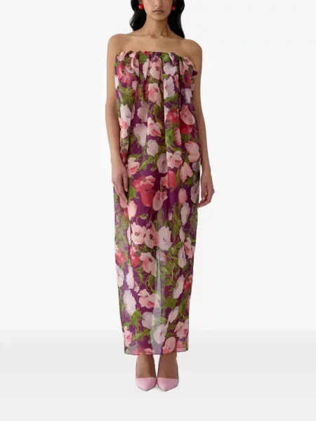 Rochie maxi Carolina Herrera cu imagine violet