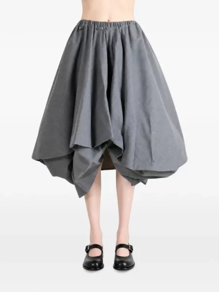 Fustă midi Comme Des Garçons Tao asimetrică drapată gri