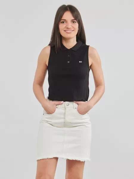 Polokošeľa Tommy Jeans bez rukávov čierna