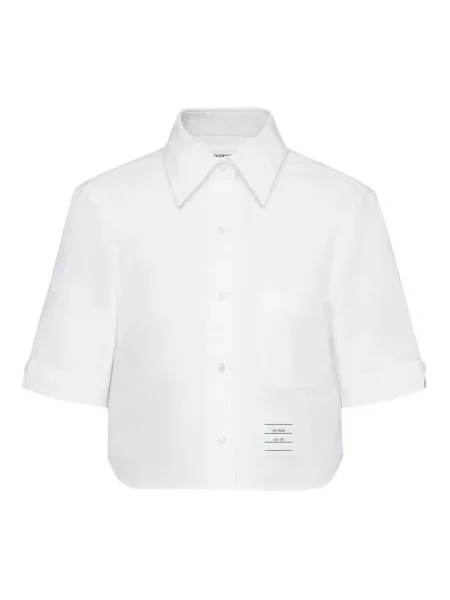 Cămașă Thom Browne din țesătură twill scurtă alb