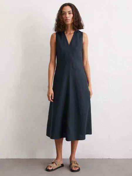 Лляна Сукня міді Marc O’Polo темно-синій синя