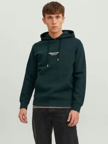 JACK & JONES Megztinis be užsegimo tamsiai žalia / balta