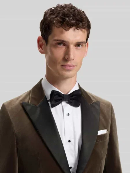 Boss Aksamitna Marynarka Hutson O Kroju Slim Fit braun beżowa