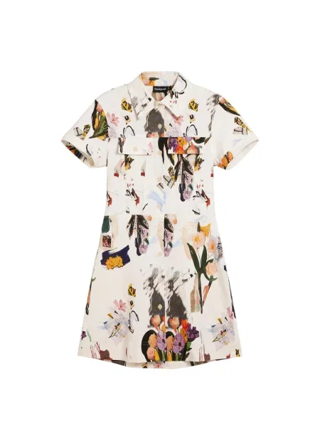 Desigual Rochie tip bluză bej / galben / verde închis alb