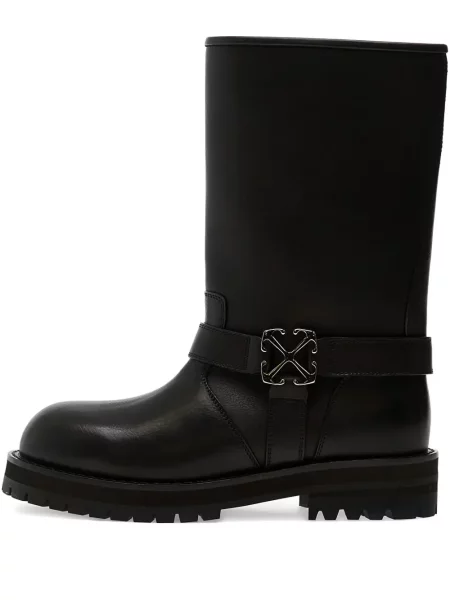 Botine Off-white cu cataramă alb