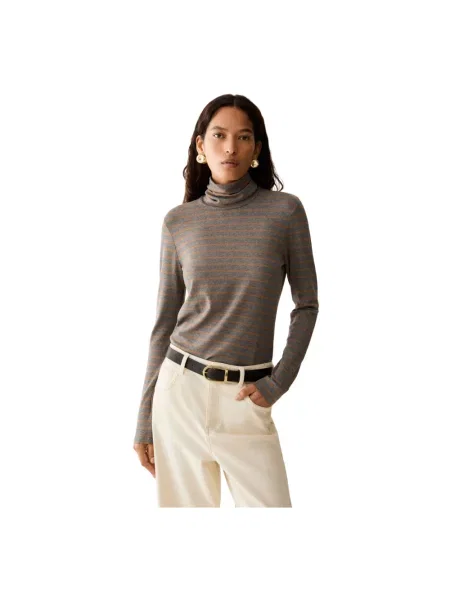 Lniany sweter z golfem Pennyblack szary