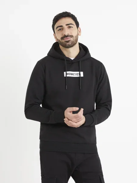 Pulover Celio cu glugă negru