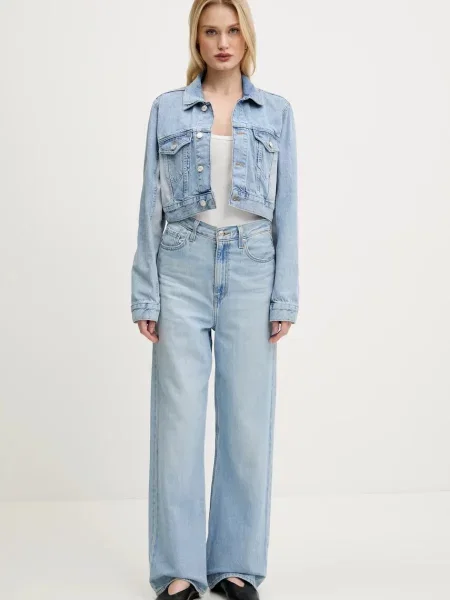 Moschino Jeans kurtka jeansowa przejściowa niebieski