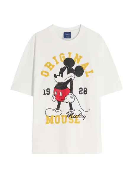 Bershka Majica MC MICKEY kari / črna bela
