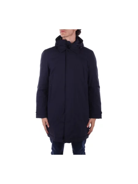 Płaszcz Woolrich z kapturem niebieski