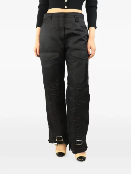 Pantaloni Simone Rocha cu talie înaltă cu cataramă negru
