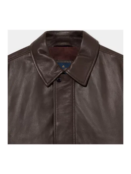 Kurtka skórzana Brooks Brothers brązowa