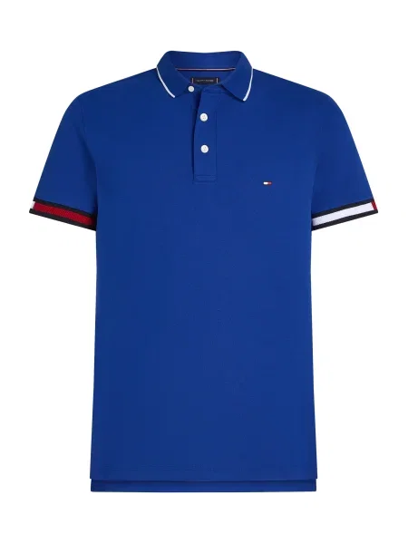 Tommy Hilfiger Tricou polo Flag Cuff albastru