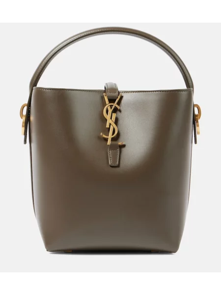 Geantă bucket Saint Laurent din piele verde