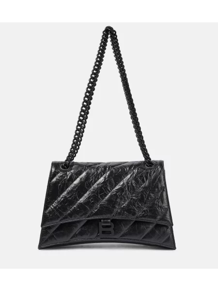 Geanta de piele Balenciaga Crush din piele negru