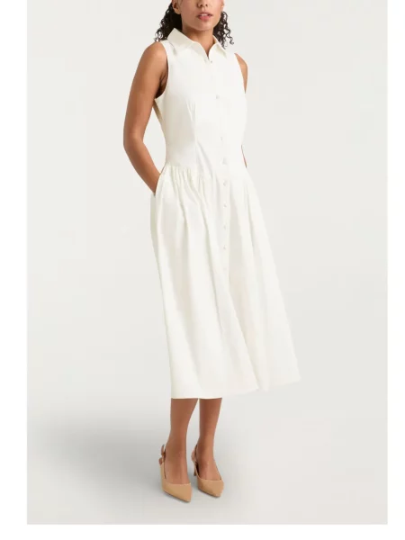 Rochie midi Cinq A Sept până la genunchi de costum alb
