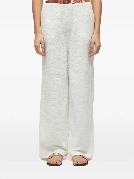 Pantaloni Osklen cu model floral din jacard alb