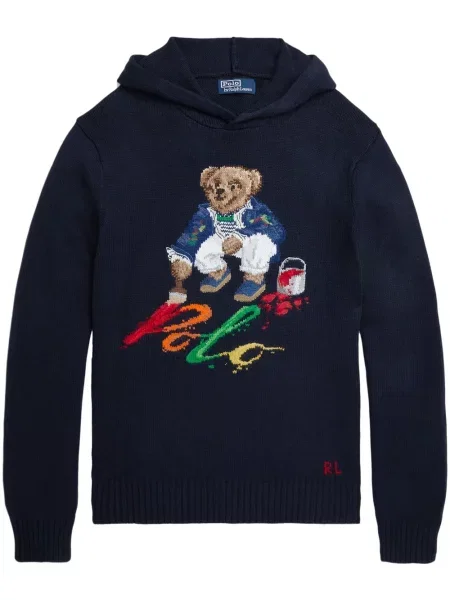 Αρκουδάκι polo Polo Ralph Lauren υφαίνω διαγωνίως με σχέδιο μπλε