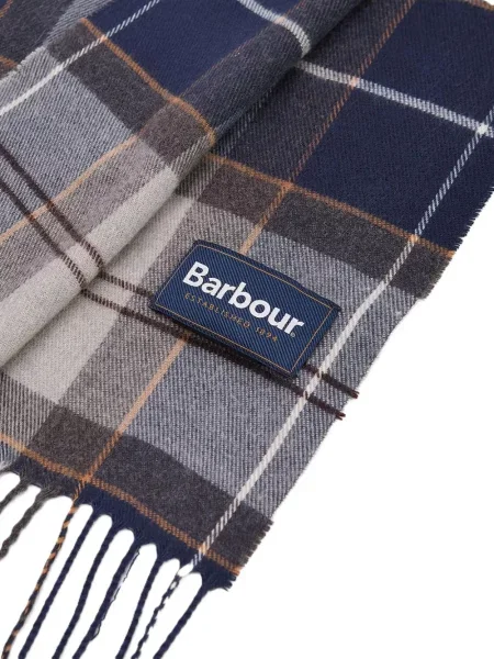 Fular Barbour cu franjuri în carouri albastru