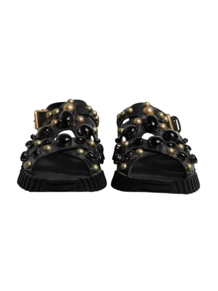 Sandały Dolce And Gabbana skórzane z ćwiekami czarne