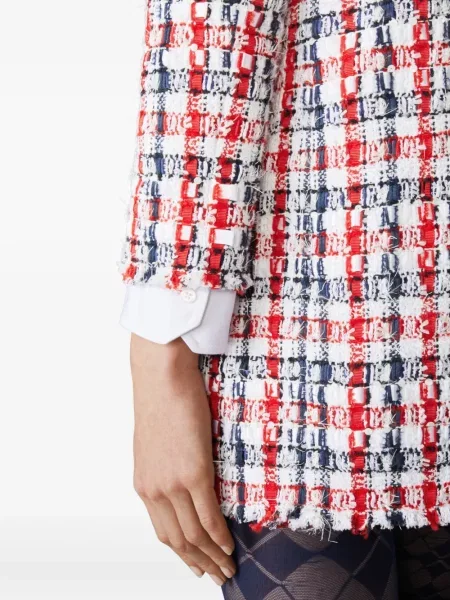 Rochie Thom Browne în carouri din tweed de costum roșu