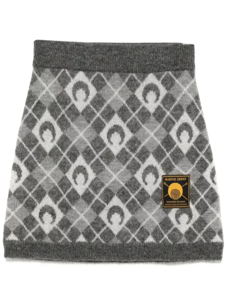 Mała mały spódnica mini Marine Serre z wzorem argyle szara