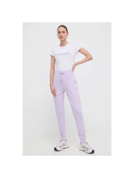 Armani Exchange spodnie gładkie fioletowy