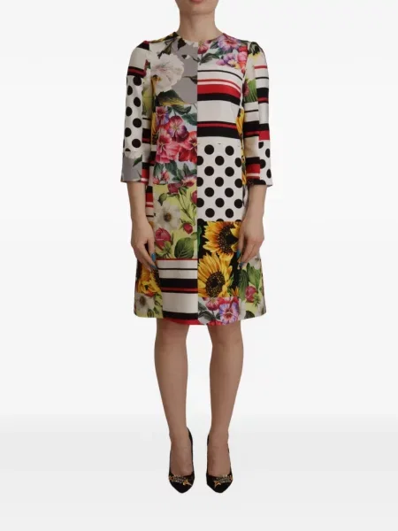 Rochie mini Dolce & Gabbana cu model floral cu imagine alb