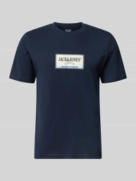 T-shirt z nadruk z logo model FREDERIKSBERG' Jack & Jones granatowa