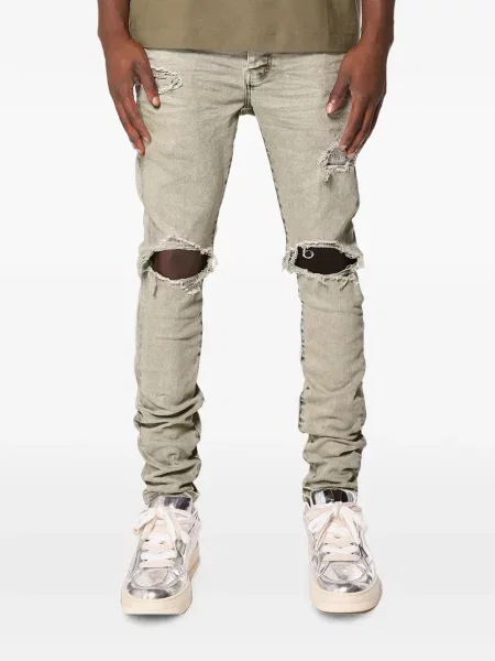 Skinny jeansy skinny Purple Brand z przetarciami fioletowe
