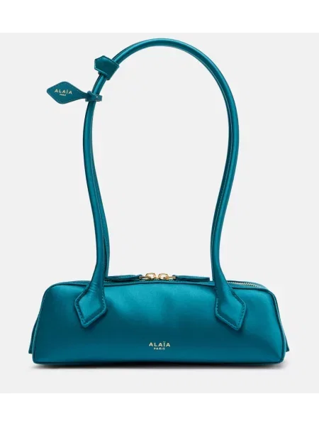Geantă Alaïa din satin mini albastru