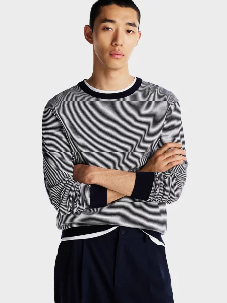 Смугастий светр Tommy Hilfiger з ліоцелу синій