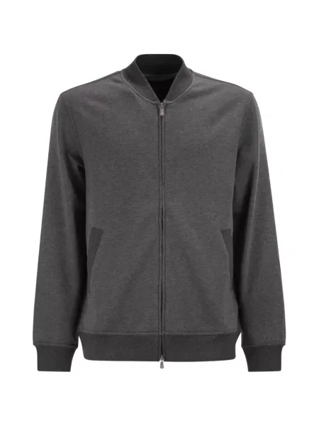 Pletená žebrovaná mikina Brunello Cucinelli šedá