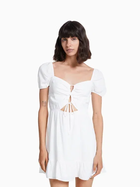 Bershka Rochie de vară bej alb