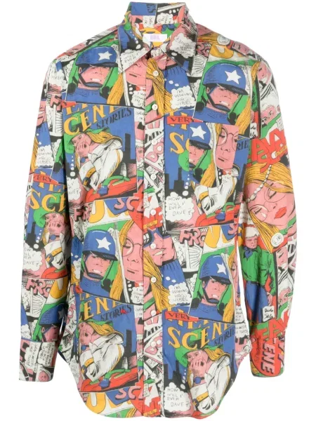 Krátká košile Erl s potiskem modrá