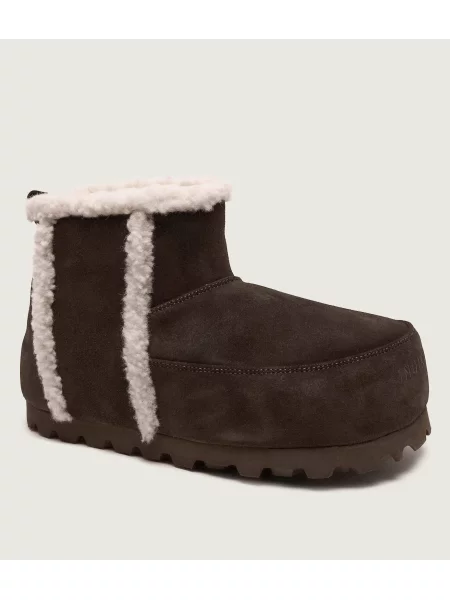 INUIKII Bocanci Cozy Boot Ankle | piele întoarsă | shearling maro