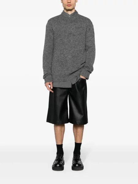 Vilnonis megztinis Jil Sander apvaliu kaklu pilka