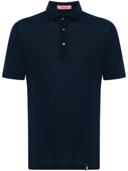 Tricou polo Drumohr din jerseu albastru
