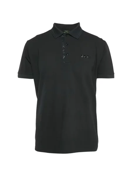 Tricou polo Boss cu autograf negru