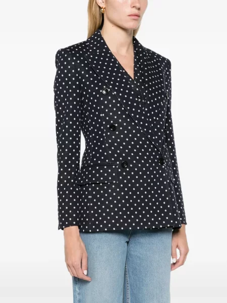 Puntíkaté dvouřadé sako Max Mara jersey modré