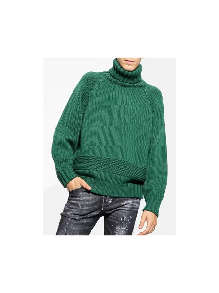 Sweter z golfem Dsquared2 wełniany do golfa zielony