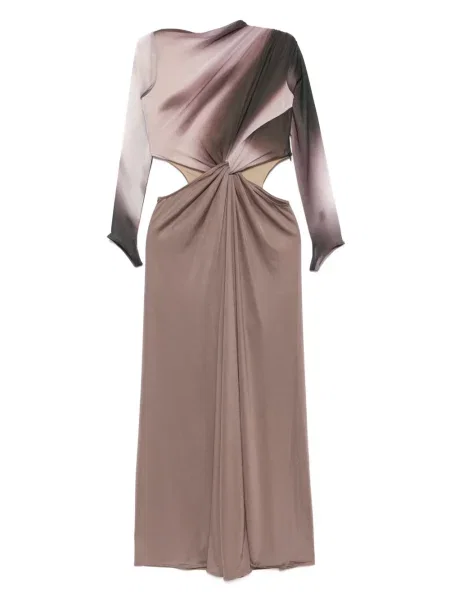 Długa sukienka maxi Oude Waag z długim rękawem garniturowa fioletowa