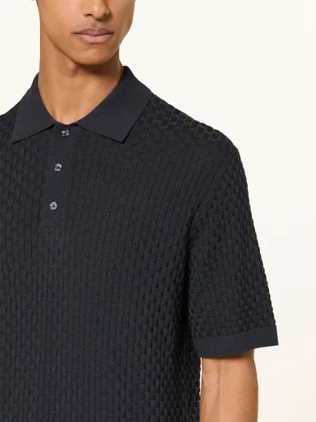 Drykorn Pletené Polo Tričko Tamian Relaxed Fit tmavě modrá