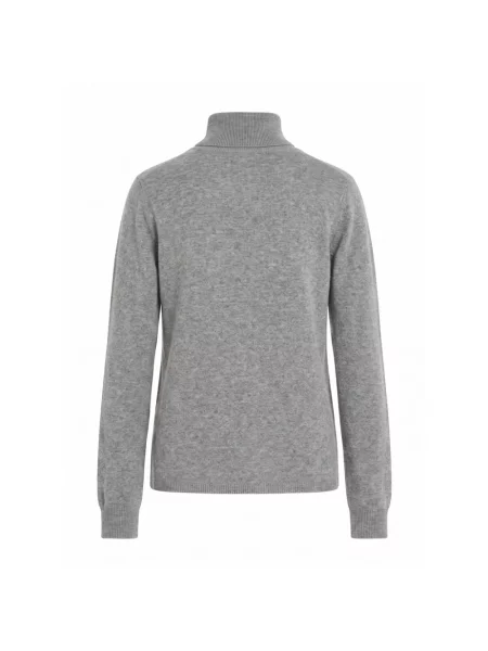 Lniany sweter z golfem Max Mara Studio szary