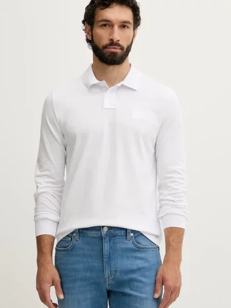 Tricou cu mânecă lungă Boss Orange alb
